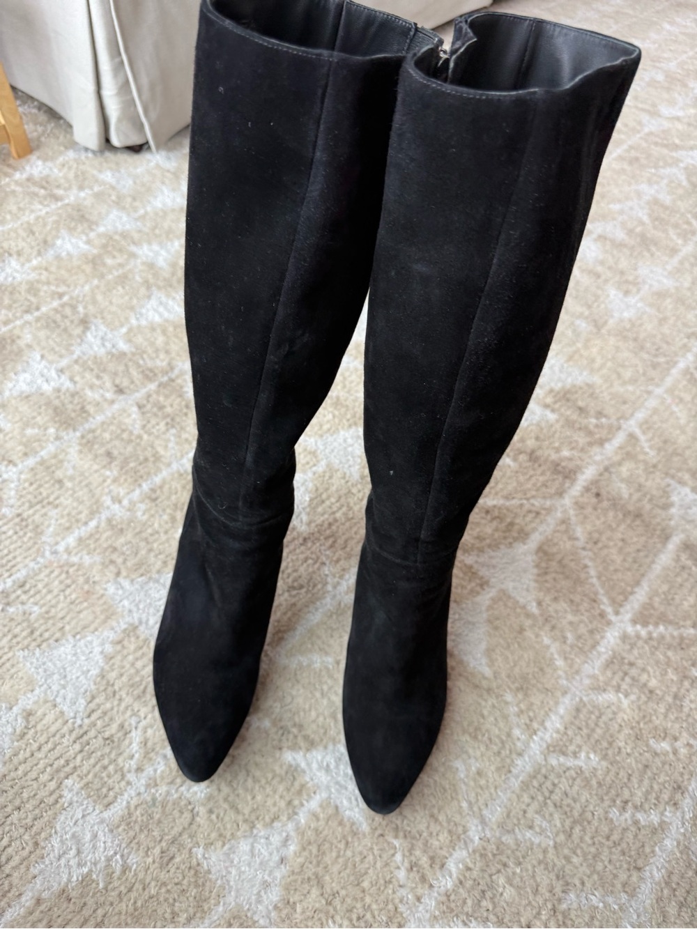 Via Spiga Black Suede Over-the-Knee Pointed Boots